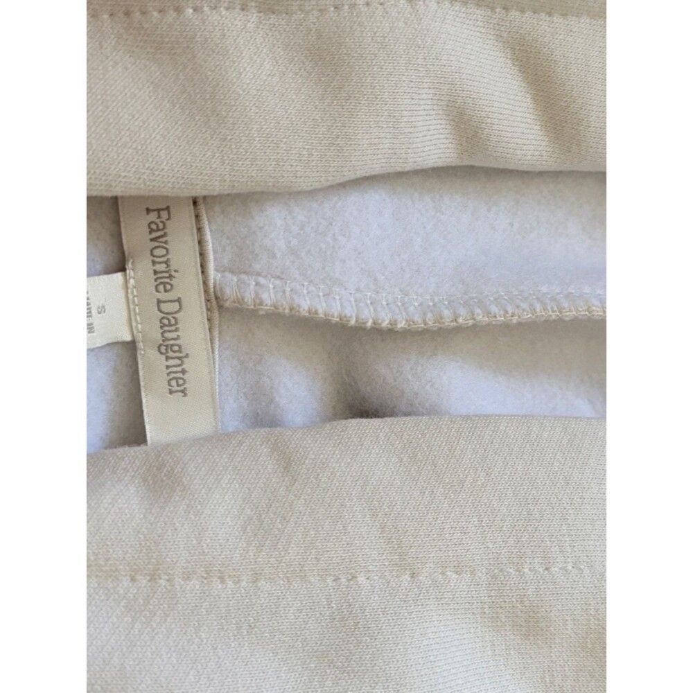 Favorite Daughter The Cropped Collegiate Cotton Blend Hoodie Stone/Dijon - Picture 4 of 6